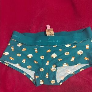 PINK Victoria's Secret Teal Coffee Pattern Shorts